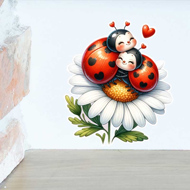 Cute Ladybug Wall Stickers Liv - Pvc Panel Background recension och pris